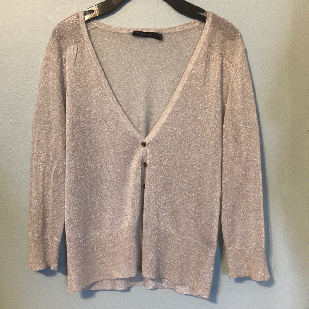 Stunning Sparkling Silver Deep V-neck Cardiga